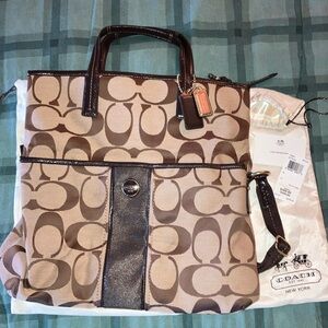 Coach C-pattern tote bag in camel.